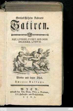Theil 4: Gottlieb Wilhelm Rabeners Satiren