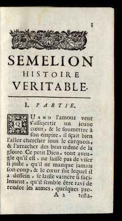 Semelion Histoire Veritable. I. Partie.
