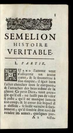 Semelion Histoire Veritable. I. Partie.