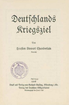 Deutschlands Kriegsziel