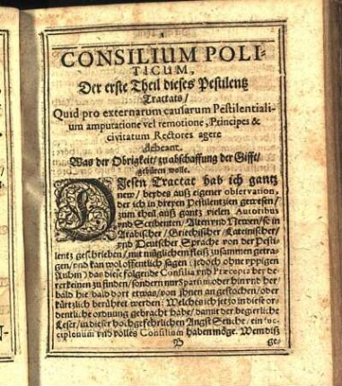 Consilium Politicum, Der erste Theil dieses Pestilentz Tractats