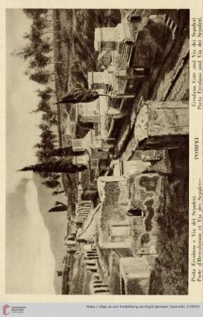 Pompei – Porta Ercolano e Via dei Sepolcri. – Porte d’Herculanum et Via des Sepulcres. – Ercolano Gate and Via dei Sepolcri. – Porta Ercolano und Via dei Sepolcri.