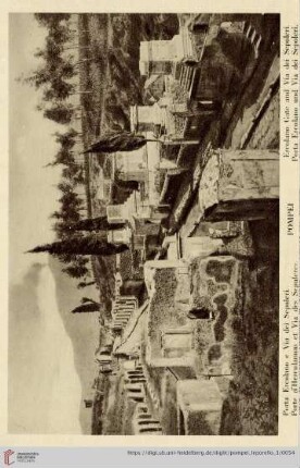 Pompei – Porta Ercolano e Via dei Sepolcri. – Porte d’Herculanum et Via des Sepulcres. – Ercolano Gate and Via dei Sepolcri. – Porta Ercolano und Via dei Sepolcri.