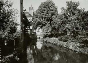 Colditz, Blick von Westen über den Mühlgraben zum Schloss