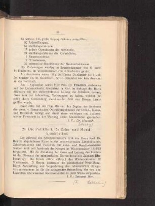 24. Die Poliklinik für Zahn- und Mund-krankheiten.