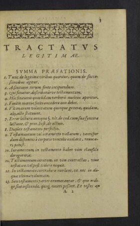 Tractatus legitimae. Summa Praefationis.