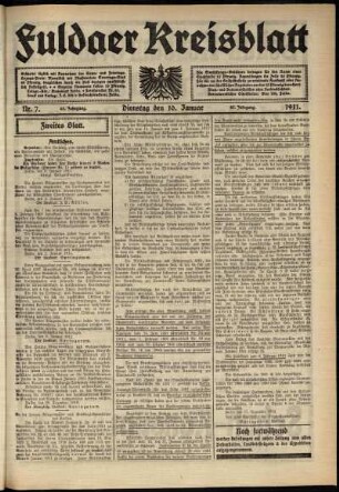 Zweite Ausgabe vom Dienstag, den 10. Januar 1911.