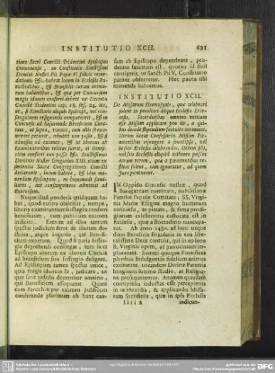 Institutio XCII. De Missarum Eleemosynis, quae celebrari solent in peculiari aliqua Ecclesia Dioecesis