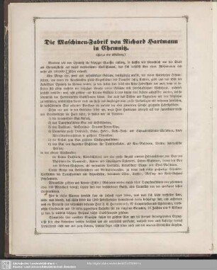 Die Maschinen-Fabrik von Richard Hartmann in Chemnitz