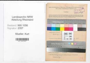 Entnazifizierung Kurt Mueller , geb. 28.12.1902 (Lehrer)