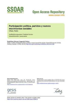 Participación política, partidos y nuevos movimientos sociales