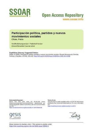 Participación política, partidos y nuevos movimientos sociales