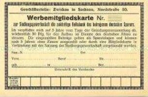 Vordruck einer Mitgliedskarte der Siedlungsgewerkschaft