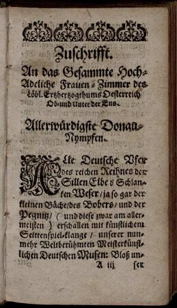 Zuschrifft. An das Gesammte Hoch-Adeliche Frauen-Zimmer ....