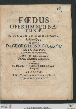 Foedus Operum Seu Naturae, Ut Obtinuit In Statu Integro