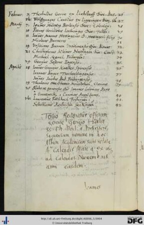 [fol. 28] Rektorat Georg Hänlin 1594