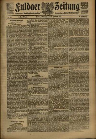 Erste Ausgabe vom Mittwoch, den 22. Februar 1911.