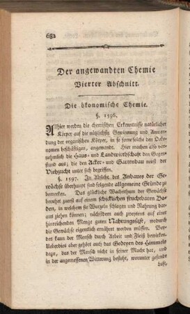 Der angewandten Chemie Vierter Abschnitt. Die ökonomische Chemie.