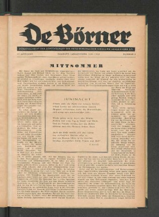17. Jahrgang, Hamburg-Langenhorn, Juni 1952, Nummer 6