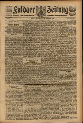 Erste Ausgabe vom Samstag, den 21. November 1908.