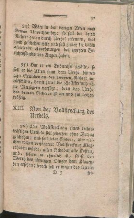 XIII. Von der Vollstreckung des Urthels.
