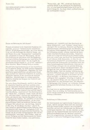 Zur gesellschaftlichen Funktion des Industrial Design