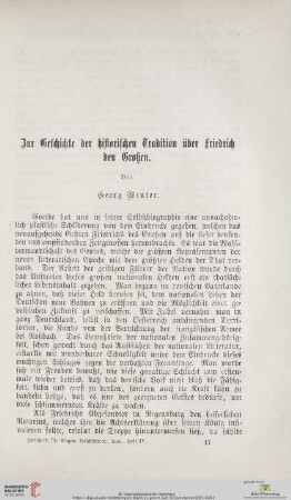 Zur Geschichte der historischen Tradition über Friedrich den Großen