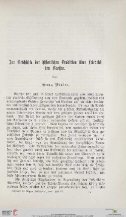 Zur Geschichte der historischen Tradition über Friedrich den Großen