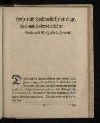 Hoch- und Hochwohlehrwürdige, Hoch- und Hochwohlgelahrte, Hoch- und Vielgeehrte Herren!