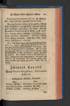 Zweytes Capitel. Vom Verbo Regulari, Personali, Activo.