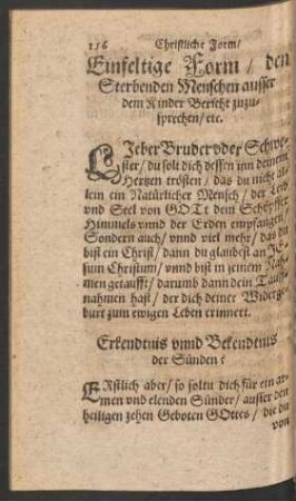 Einfeltige Form/ den Sterbenden Menschen ausser dem Kinder Bericht zuzusprechen/ etc.