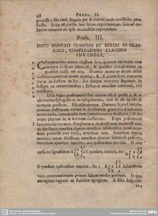Probl. III. DATO NUMERO CLASSIUM ET RERUM IN CLASSIBUS, COMPLEXIONES CLASSIUM INVENIRE.