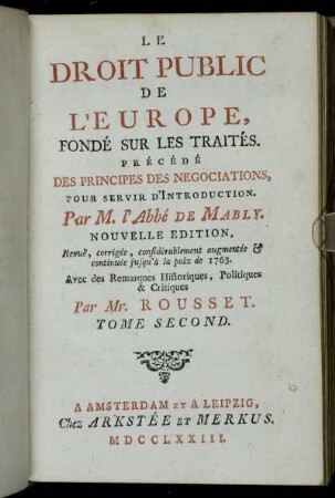 2: Le Droit Public De L'Europe, Fondé Sur Les Traités. Tome Second