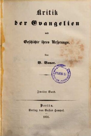 Kritik der Evangelien und Geschichte ihres Ursprungs. 2