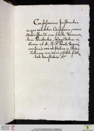 Paolo Segneri: Confessarius instructus