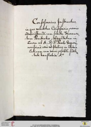 Paolo Segneri: Confessarius instructus