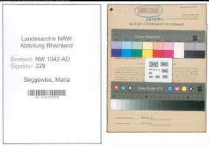 Entnazifizierung Maria Seggewiss , geb. 15.12.1920 (Sparkassenangestellte)