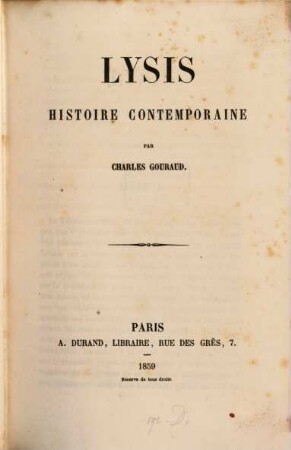 Lysis histoire contemporaine