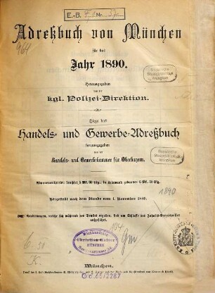 Adreßbuch für München. 1890