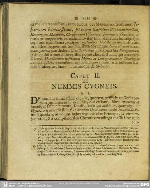 Caput II. De Nummis Cygneis