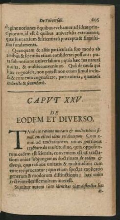 Caput XXV. De Eodem Et Diverso.
