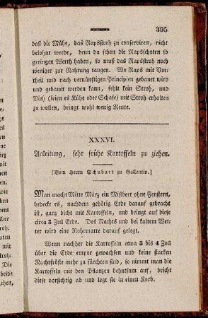XXXVI. Anleitung, sehr frühe Kartoffeln zu ziehen