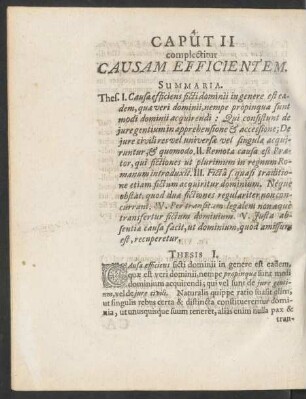 Caput II complectitur Causam Efficientem.
