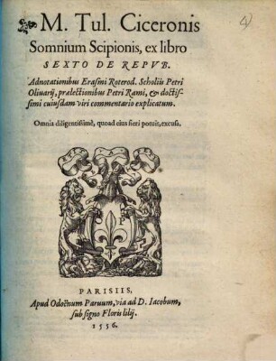M. Tul. Ciceronis Somnium Scipionis : ex libro Sexto De Repvb.