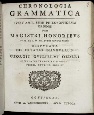 Chronologia Grammatica : Iussu Amplissimi Philosophorum Ordinis Pro Magistri Honoribus
