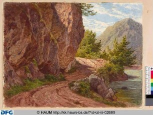 Wegbiegung an einer Felswand
