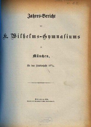 Jahresbericht. 1874/75