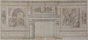 Obere Hälfte der östlichen Wand des Gabinetto dei Cesari im Palazzo Ducale zu Mantua
