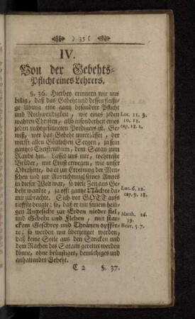 IV. Von der Gebehts-Pflicht eines Lehrers.