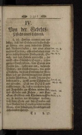 IV. Von der Gebehts-Pflicht eines Lehrers.